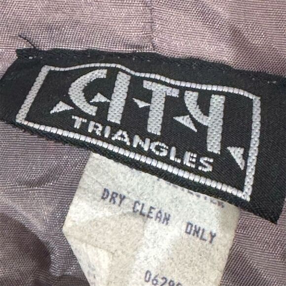 Vintage City Triangles Blazer Women’s 5 Gray Pinstripe Velvet Collar 80s 90s USA - Picture 10 of 10